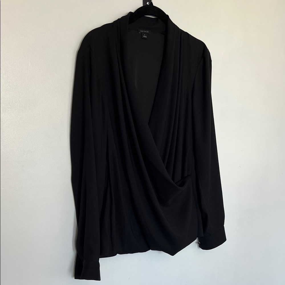 Ann Taylor Black Draped Blouse